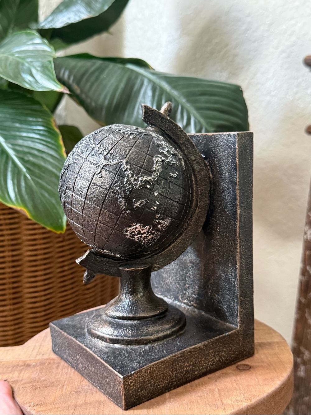 World Globe Bronze Color Bookend